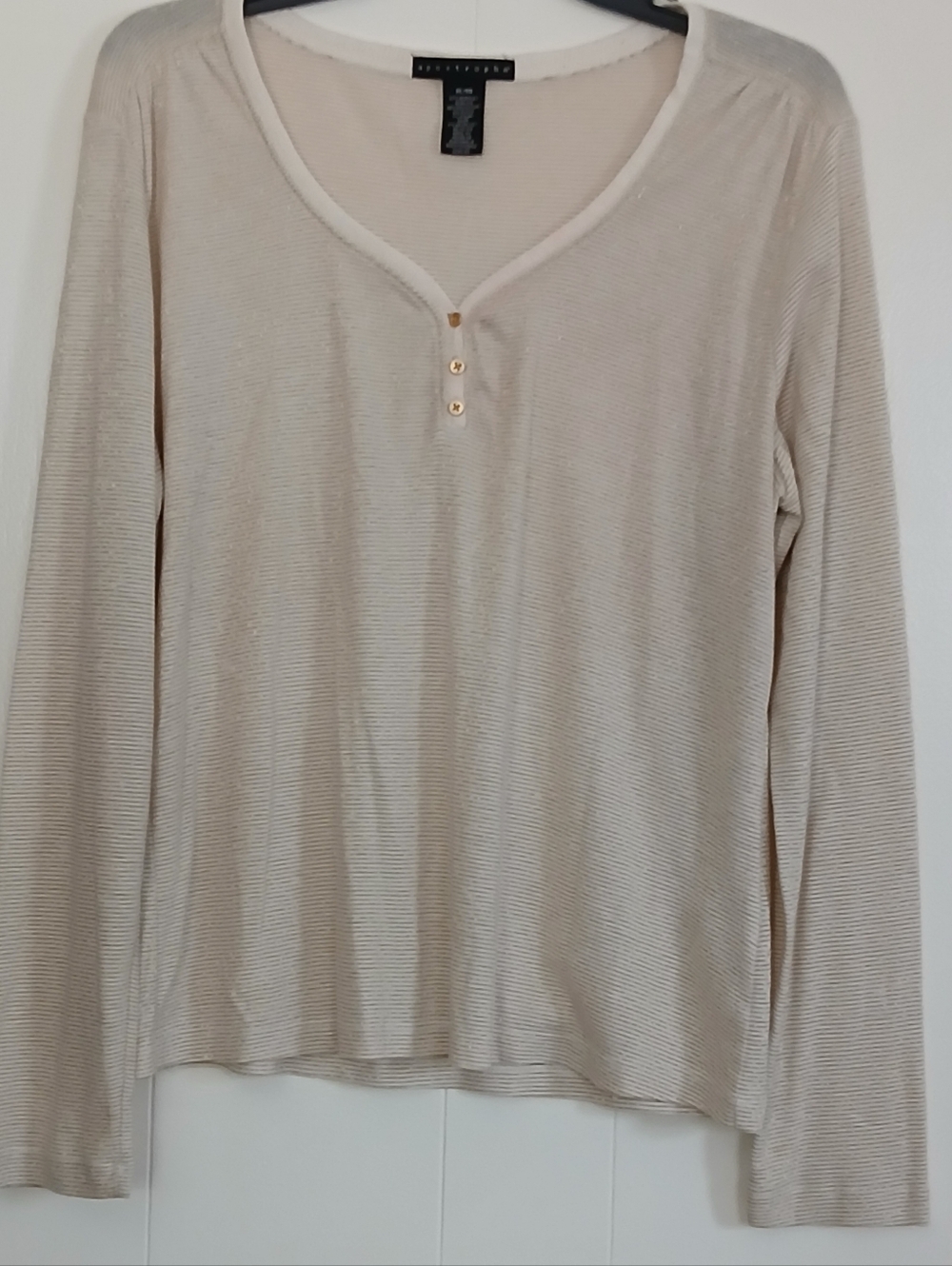 Barbour Cream Beige Ribbed Long-Sleeve Henley Top